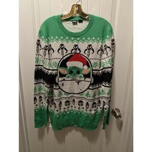 Star Wars Ugly Christmas Sweater Mens XL Mandalorian Grogu Green Holiday